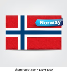 Fabric texture of the flag of Norway with a blue bow.