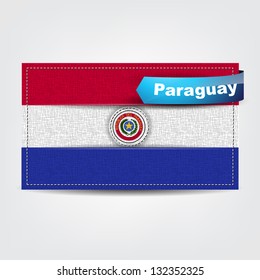 Fabric texture of the flag of Paraguay with a blue bow. (Vector eps10)