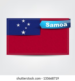 Fabric texture of the flag of Samoa with a blue bow. (Vector)