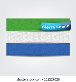 Fabric texture of the flag of Sierra Leone with a blue bow. (Vector eps10)