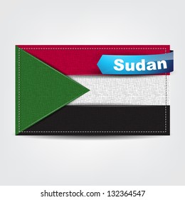 Fabric texture of the flag of Sudan with a blue bow. (Vector eps10)