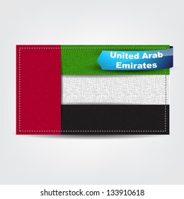 Fabric texture of the flag of United Arab Emirates with a blue bow. (Vector)