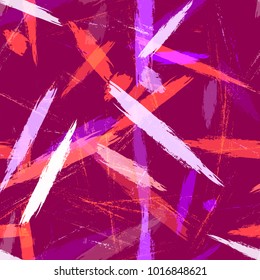 Fabric Texture with Grunge Strokes and Stripes. Paintbrush Lines Seamless Pattern. Holiday, Summer Watercolor Texture. Cloth, Linen, Textile Print Design Pattern.