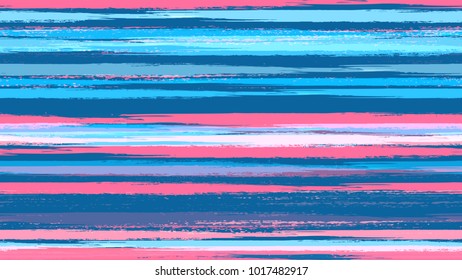Fabric Texture with Grunge Strokes and Stripes. Hand Drawn Fashion Seamless Pattern. Holiday, Summer Watercolor Texture. Advertising, Cover Print Design Pattern.