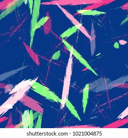 Fabric Texture with Grunge Strokes and Stripes. Paintbrush Lines Seamless Pattern. Dyed Stripes in Watercolor Style. Advertising, Cover Print Design Pattern.