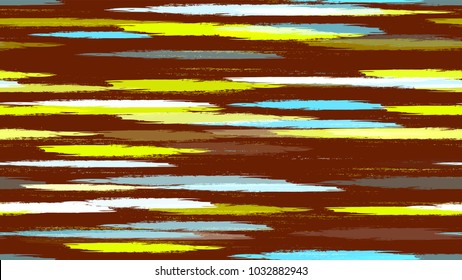 Fabric Texture with Grunge Strokes and Stripes. Paintbrush Lines Seamless Pattern. Painted Watercolor Style Texture. Cloth, Linen, Textile Print Design Background.