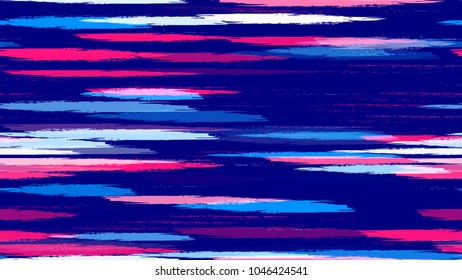 Fabric Texture with Grunge Strokes and Stripes. Hand Painted Fashion Seamless Pattern. Holiday, Summer Watercolor Texture. Advertising, Cover Print Design Background.