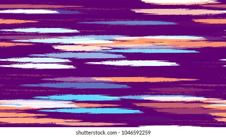 Fabric Texture with Grunge Strokes and Stripes. Paintbrush Lines Seamless Pattern. Dyed Stripes in Watercolor Style. Advertising, Cover Print Design Pattern.