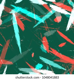 Fabric Texture with Grunge Strokes and Stripes. Hand Drawn Fashion Seamless Pattern. Dyed Stripes in Watercolor Style. Advertising, Cover Print Design Pattern.