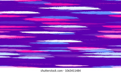 Fabric Texture with Grunge Strokes and Stripes. Paintbrush Lines Seamless Pattern. Holiday, Summer Watercolor Texture. Advertising, Cover Print Design Pattern.