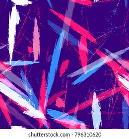 Fabric Texture with Grunge Strokes and Stripes. Hand Painted Fashion Seamless Pattern. Painted Watercolor Style Texture. Fabric, Fashion Print Design Pattern.