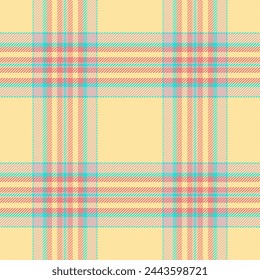 Fabric texture pattern of check plaid background with a vector seamless textile tartan in amber and red colors.