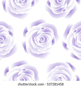 Fabric texture pattern with seamless rose flowers. The floral seamless pattern in white and violet colors over white background. Flower pattern of multicolored rose flowers. Vector illustration.