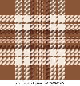 Fabric texture plaid of background seamless textile with a tartan vector pattern check in light and orange colors.