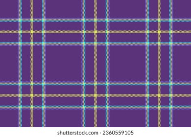 Fabric texture plaid of tartan seamless pattern with a check background vector textile in purple and lime colors.