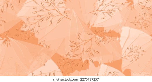 Fabric texture seamless pattern. Watercolor leaf pattern background. Abstract floral design. Summer fashion style. Vector illustration