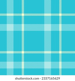 Fabric texture tartan of check vector textile with a plaid background seamless pattern in cyan and light colors.