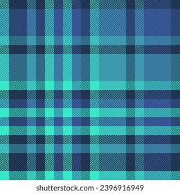 Fabric texture tartan of pattern background vector with a check seamless textile plaid in blue and cyan colors.
