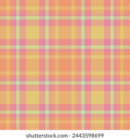 Fabric texture textile of pattern tartan plaid with a background vector check seamless in red and orange colors.