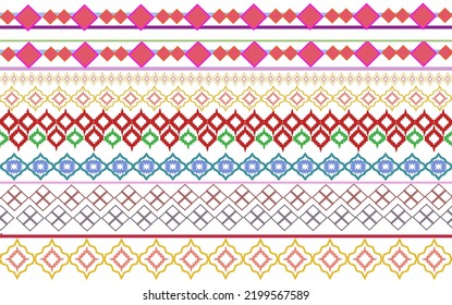 Fabric texture vector graphic pattern white pink print ethnic geometric color background motif trapezoid