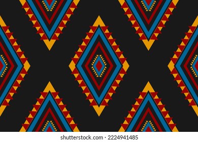 Fabric tribal pattern art. Geometric ethnic seamless pattern traditional. American, Mexican style. Design for background, wallpaper, illustration, fabric, clothing, carpet, textile, batik, embroidery.