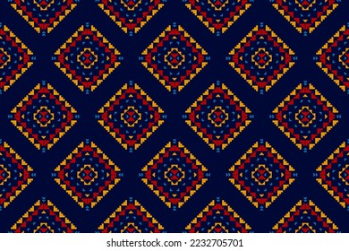 Fabric tribal pattern art. Geometric ethnic seamless pattern traditional. American, Mexican style. Design for background, wallpaper, illustration, fabric, clothing, carpet, textile, batik, embroidery.