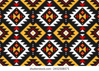 Estilo de patrón tribal de tela. Patrón sin costuras étnico geométrico tradicional. Estampado de ornamento étnico azteca. Diseño de fondo, tela, ropa, alfombra, textil, batik, bordado.