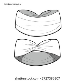 Fabric turban vector template technical illustration.
