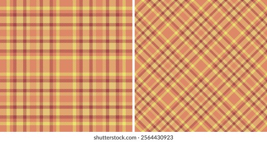Fabric vector check of tartan seamless pattern with a plaid texture textile background. Set in warm colours. Valentines day outfit inspiration.