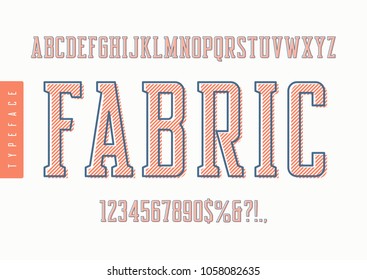 Fabric Vector Condensed Retro Typeface, Uppercase Letters And Numbers, Alphabet, Font, Typography. Global Swatches.