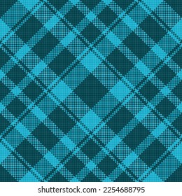 Fabric vector pattern. Seamless textile plaid. Tartan background check texture in blue and dark colors.