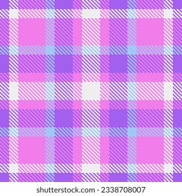 Fabric, Vektorgrafik auf Muster-Tartan-Hintergrund mit einem nahtlosen Textur-Check in violett-und weißen Farben.