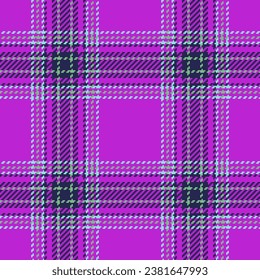 Fabric vector seamless of plaid pattern textile with a tartan check texture background in purple and blue colors.