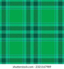 Fabric vector texture of textile pattern seamless with a tartan background plaid check in teal and green colors.