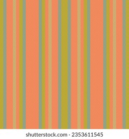Textura vertical de tela del vector de rayas textiles con un patrón de fondo de líneas sin soldadura en colores rojo y tangerino atómico.