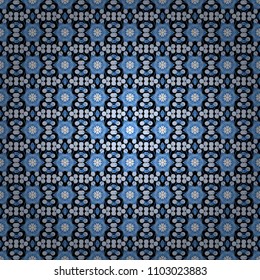 Fabric, wallpaper, cloth and textile design. Vector eco-styled background. Modern urban dazzle paint. Seamless impressive Mandalas pattern. Abstract blue, black and white psychedelic print.