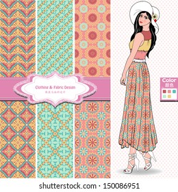 fabric ,wallpaper, wrapper ,nice fashion girl design 