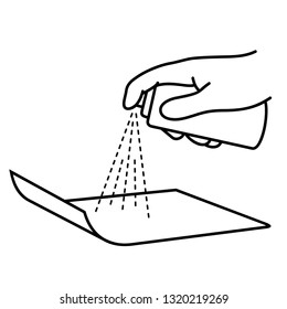 Fabric waterproofing spray. Vector outline icon isolated on white background.