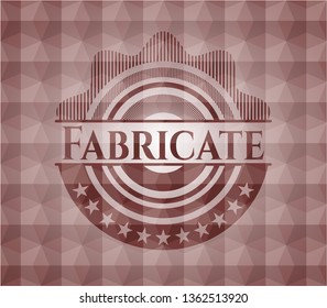 Fabricate red emblem with geometric pattern. Seamless.