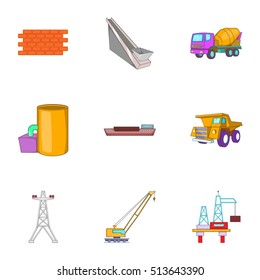 Fabrication icons set. Cartoon illustration of 9 fabrication vector icons for web