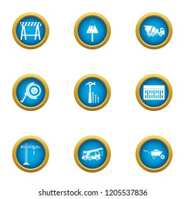 Fabrication icons set. Flat set of 9 fabrication vector icons for web isolated on white background