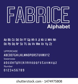 Fabrice Font Modern abstract font alphabet lowercase italic set. Technology and sport split, slash, cut design concept. vector illustration