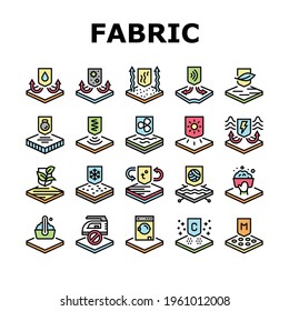 Fabrics Properties Collection Icons Set Vector. Elastic And Stretched, Warm And Cool, Antibacterial And Breathable Fabrics Properties Concept Linear Pictograms. Contour Illustrations