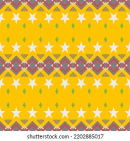 Fabrics of square and star on yellow background 2.