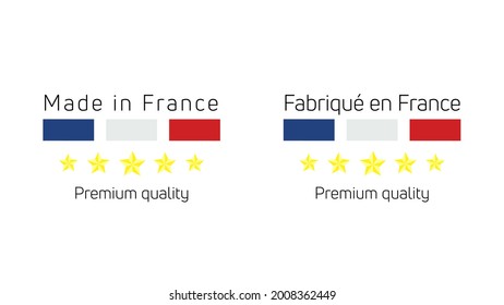 Fabrique en France quality label. Made in France.  Quality mark for  tags, badges, label , emblem. Vector design.