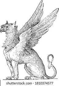 Fabulous animal griffon, From the Dictionary of Word and Things, 1888.