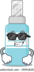 Fabulous antiseptic cartoon character wearing classy black glasses