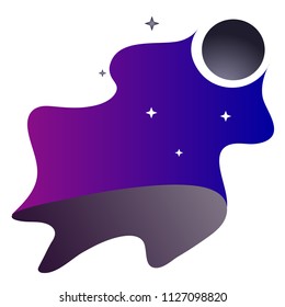 Fabulous backgrounds for games with differents elements,gradients: star,moon Cute fairy backgrounds for fantastic creatures. Modern flat cartoons vector illustration. Steep nocturnal rock with moon.