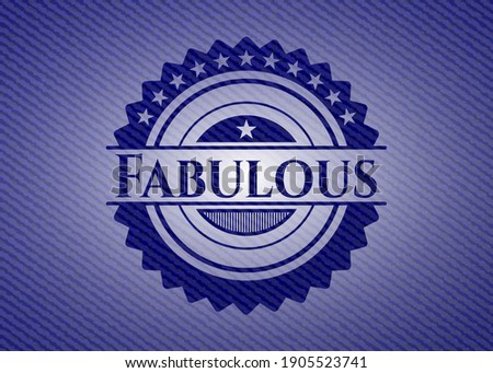 Fabulous badge with jean texture. Vector Illustration. Detailed. 