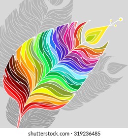 fabulous bird feather with different colors for posters or poster